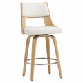 Tabouret de Bar Scandinave Pivotant en Blanc et Bois Clair