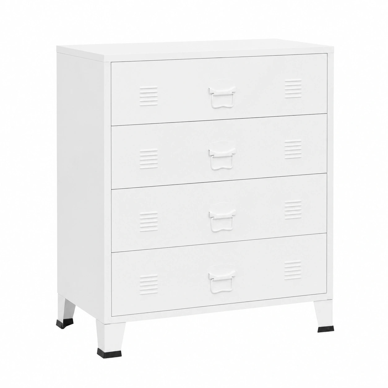 Armoire à Tiroirs Industrielle en Métal Blanc 78x40x93 cm pour Salon