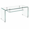 Table TV en verre avec étagères suspendues