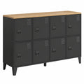 Buffet industriel en métal noir avec plateau en bois, 8 portes, 139 cm