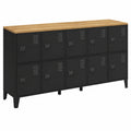 Buffet en métal noir avec plateau bois 180 cm et 10 portes