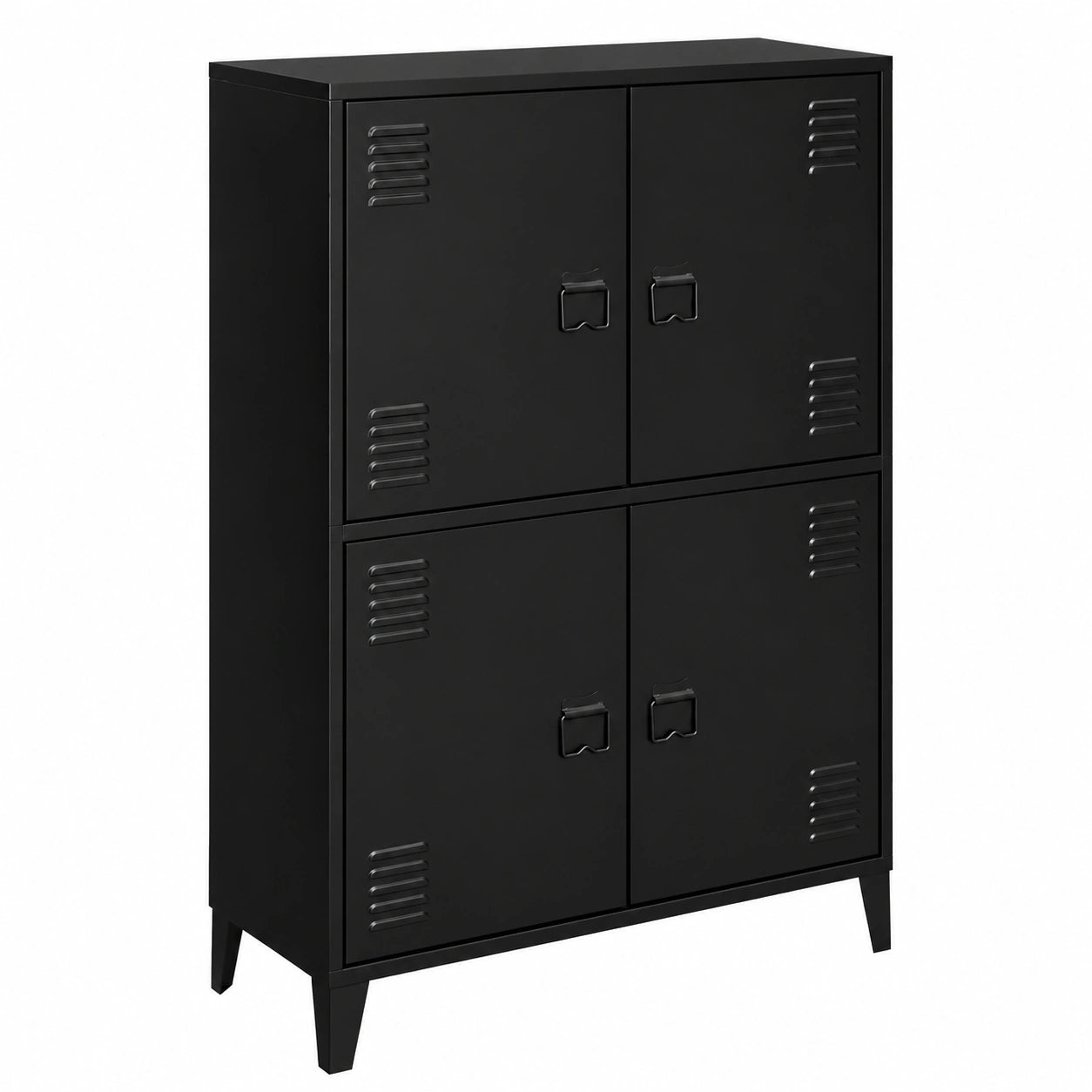 Armoire Basse Métal Noir à 4 Portes