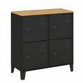 Buffet d'appoint industriel 4 portes en métal noir