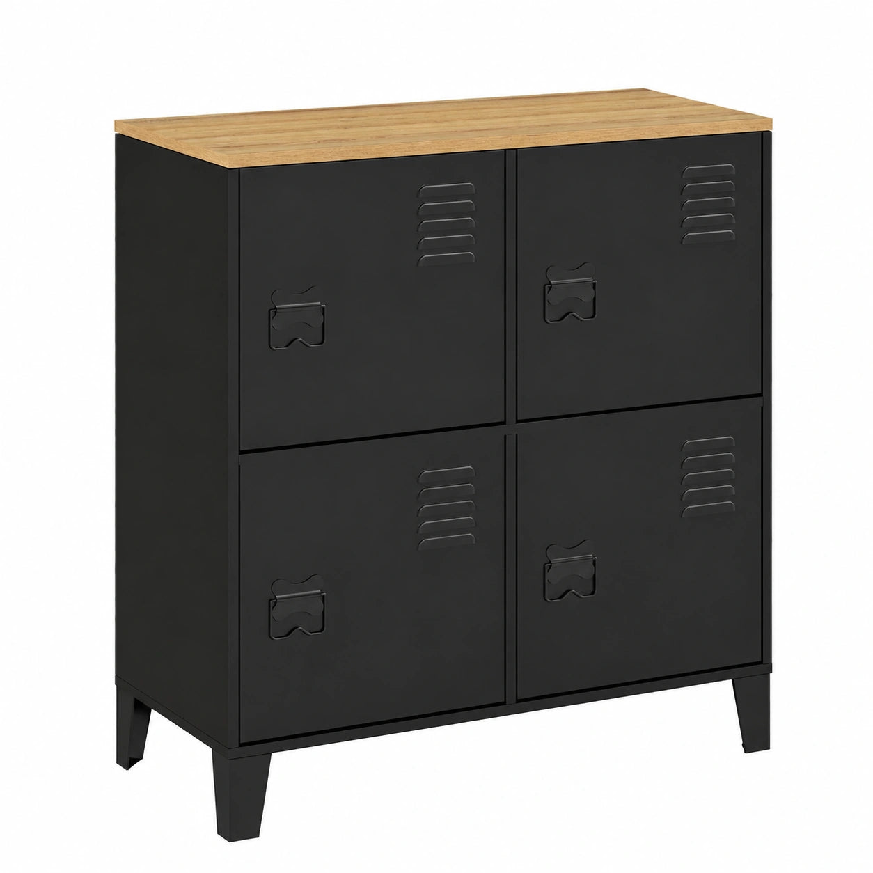 Buffet d'appoint industriel 4 portes en métal noir