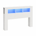 Tête de lit 160 cm avec éclairage LED et rangement intégré, meuble mural pour chambre à coucher