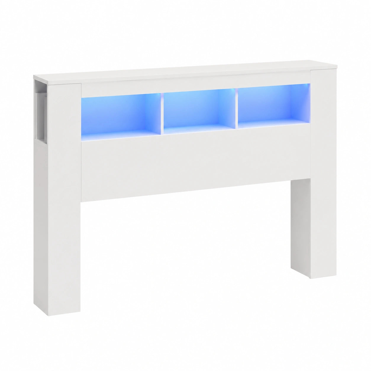 Tête de lit 160 cm avec éclairage LED et rangement intégré, meuble mural pour chambre à coucher