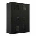 Armoire Murale 2 Portes en Métal Noir Style Industriel
