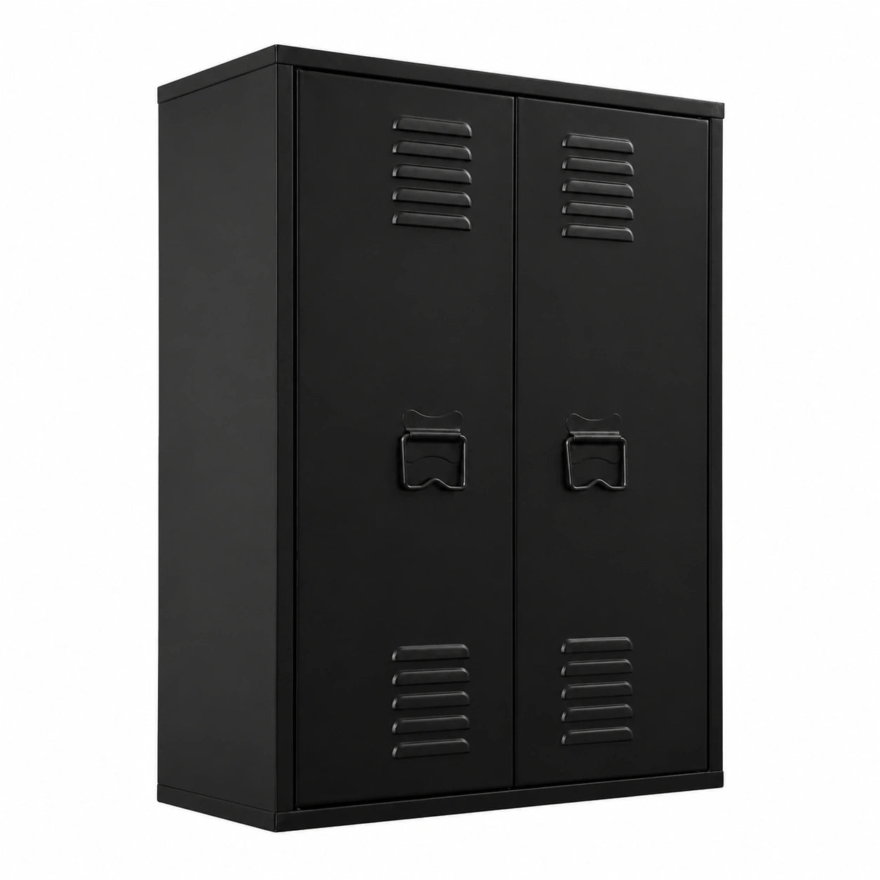 Armoire Murale 2 Portes en Métal Noir Style Industriel