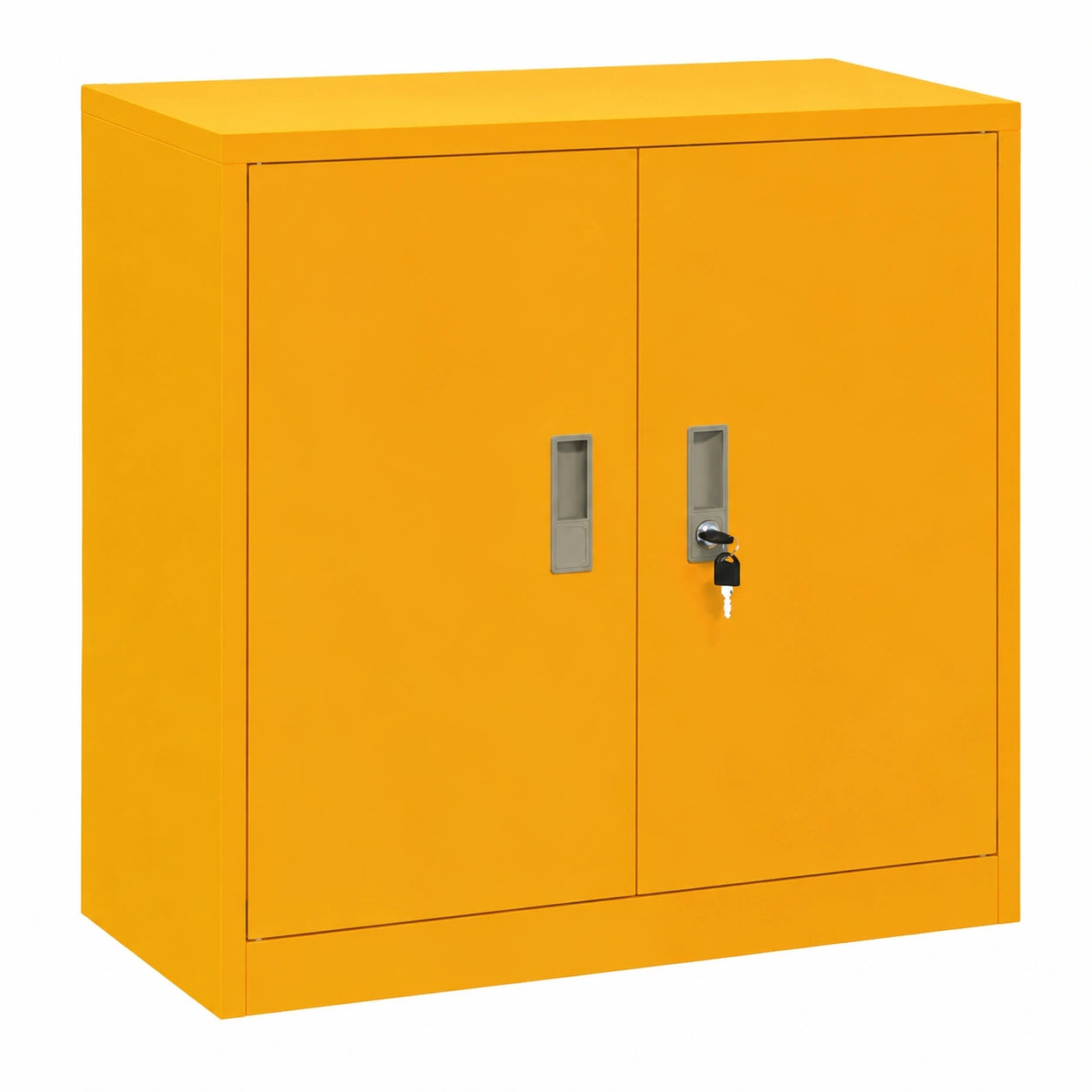 Armoire de Rangement Moderne en Acier avec Serrure, Jaune Moutarde