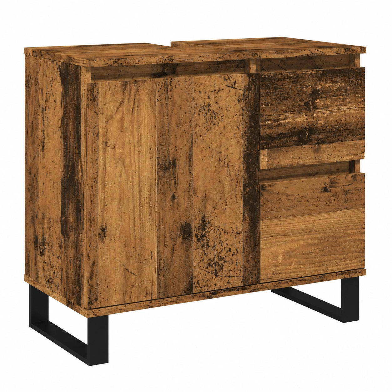 Meuble sous-lavabo de salle de bain en bois recyclé 65x33x60 cm