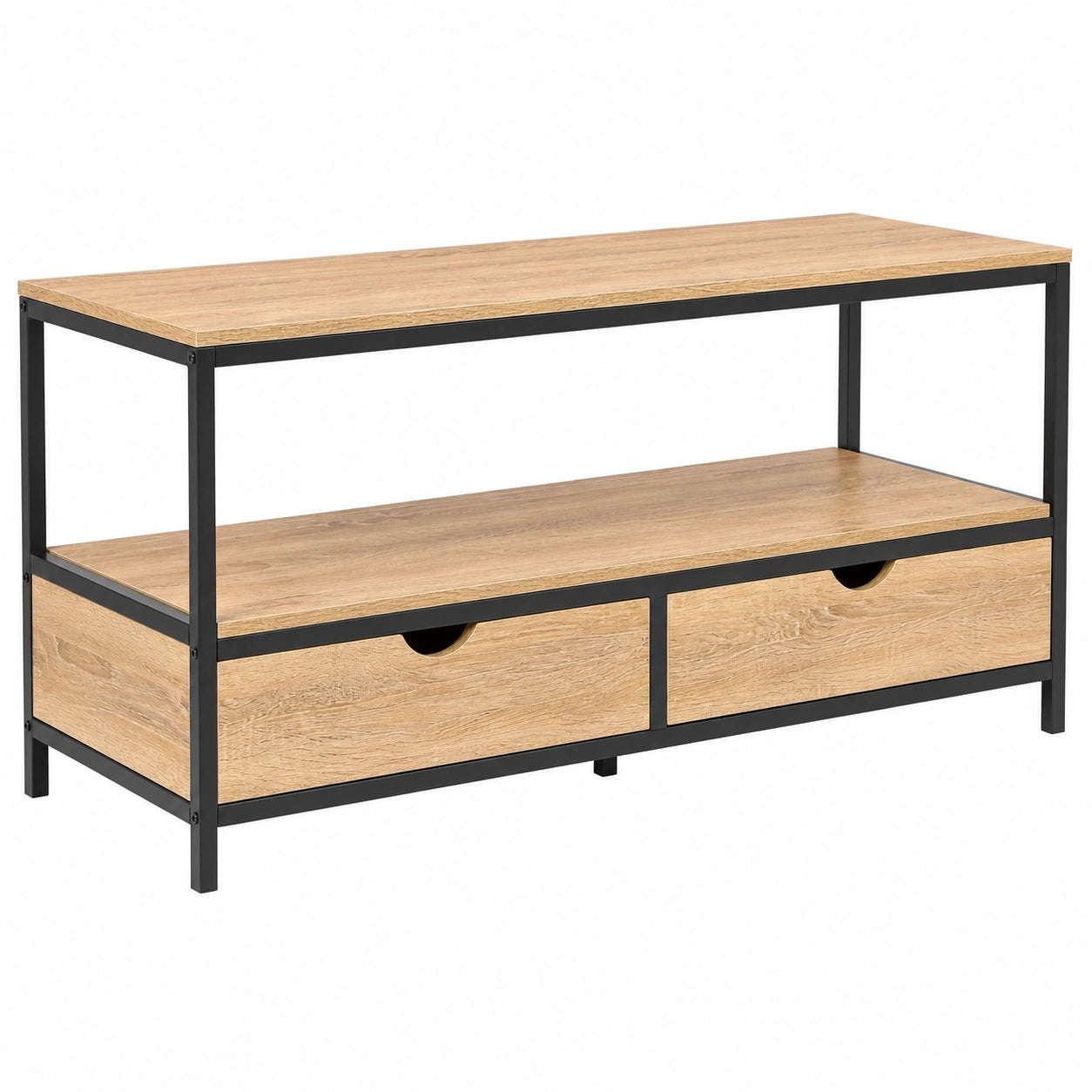 Meuble TV Industriel 113 cm avec 2 tiroirs