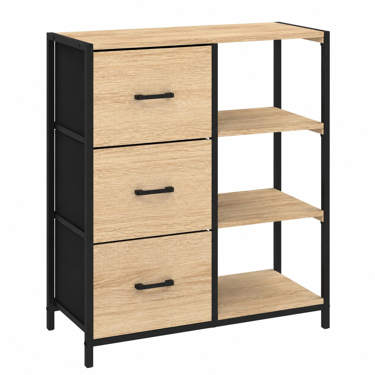 Buffet d'appoint avec tiroirs et étagères, design industriel