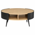Table basse ovale 2 niveaux en métal et bois pour salon