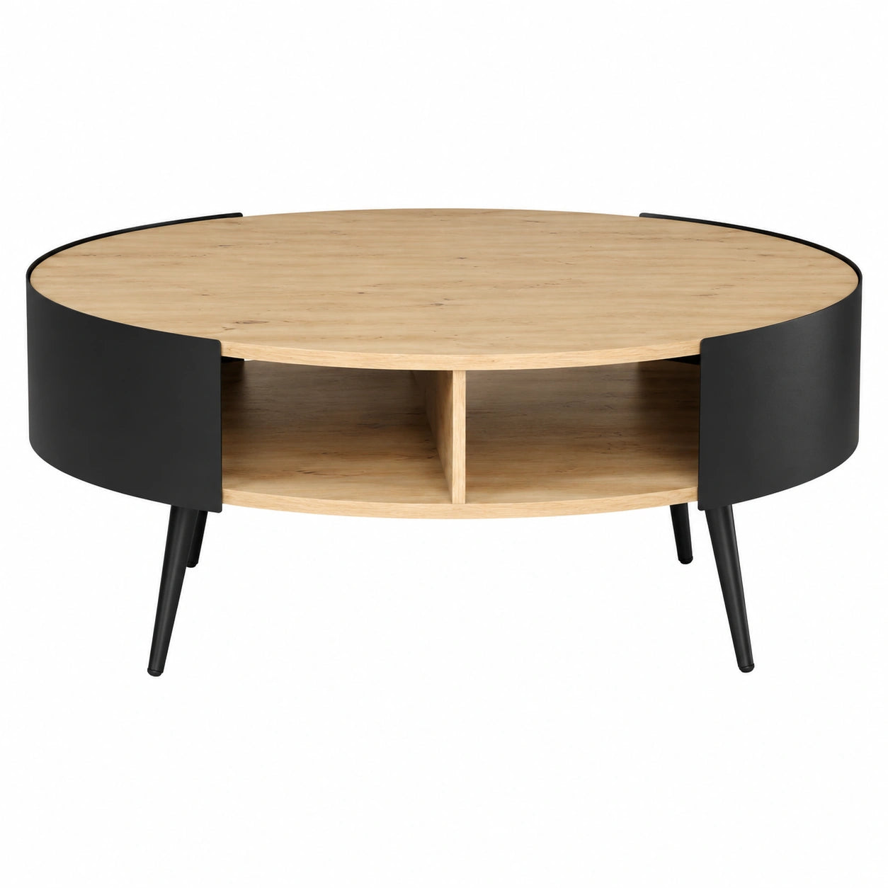 Table basse ovale 2 niveaux en métal et bois pour salon
