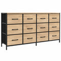 Commode en Tissu à 12 Tiroirs Design Industriel 140 cm