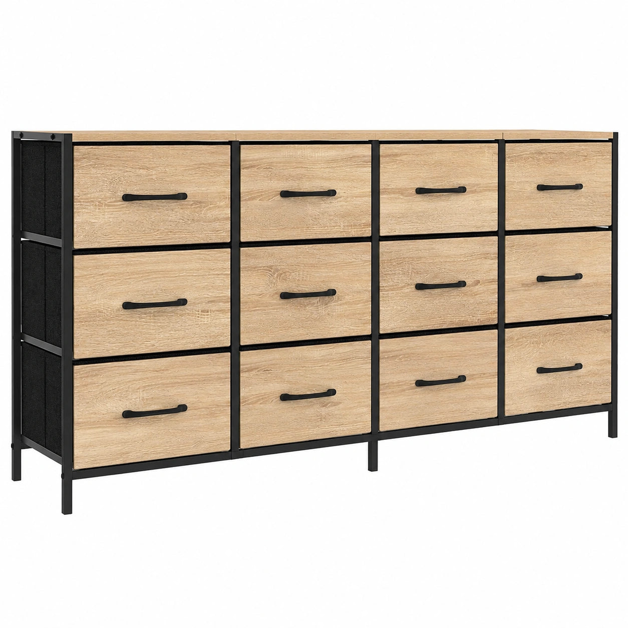 Commode en Tissu à 12 Tiroirs Design Industriel 140 cm