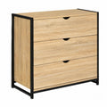 Commode 3 tiroirs en bois 80 cm design industriel