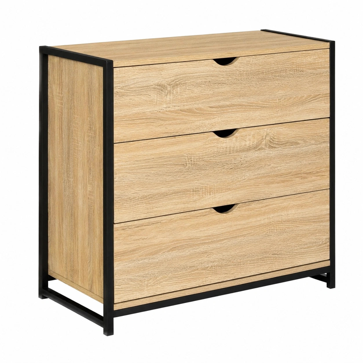 Commode 3 tiroirs en bois 80 cm design industriel