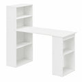 Bureau informatique avec rangement et compartiments ouverts, idéal pour chambre et studio, blanc