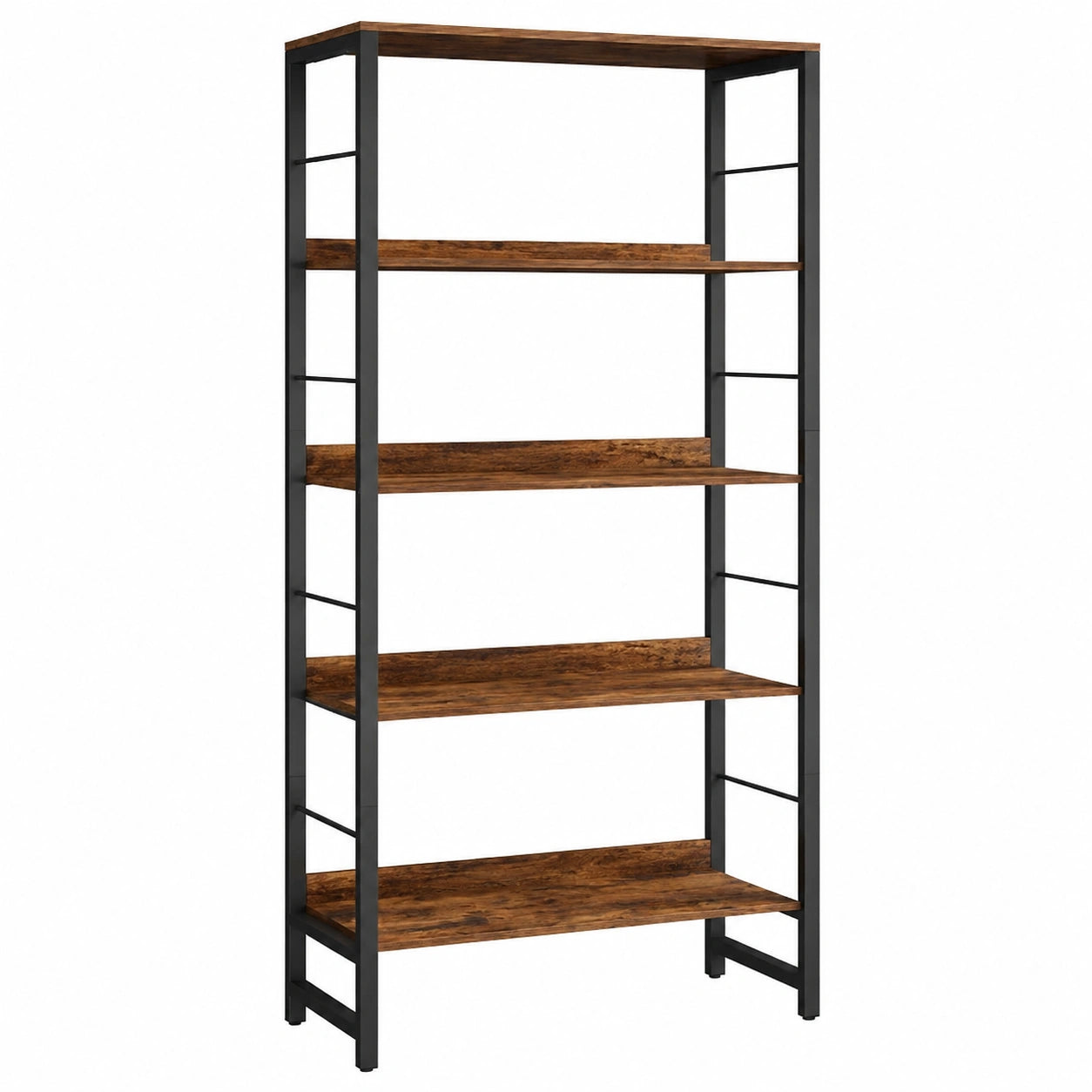 Étagère à 6 Niveaux Industrielle pour Salon ou Bureau, 30 x 60 x 178 cm, Marron Rustique et Noir