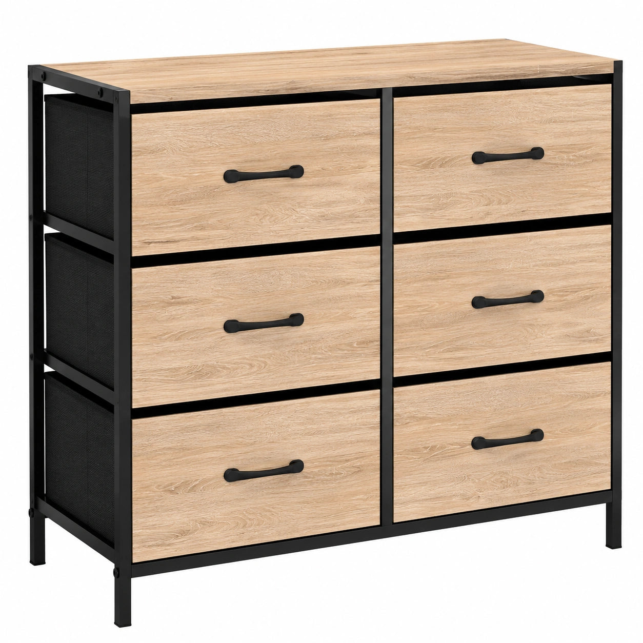 Commode 6 Tiroirs en Tissu Style Industriel 80 cm