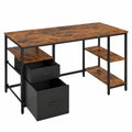 Table de Bureau avec Rangement et Étagères en Style Industriel
