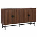 Buffet de Rangement Effet Bois Foncé avec Quatre Portes et Deux Étagères