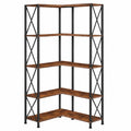 Étagère d'Angle à 5 Niveaux, Style Industriel et Vintage, Pour Salon, Marron Rustique