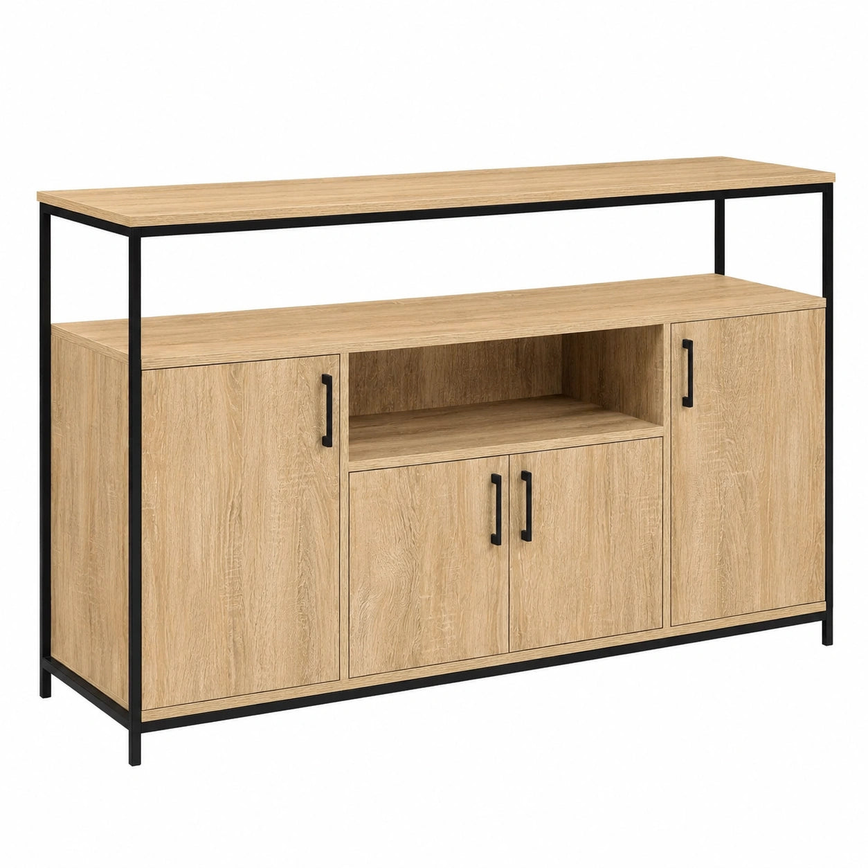 Buffet 4 Portes 140 cm avec Niche Style Industriel