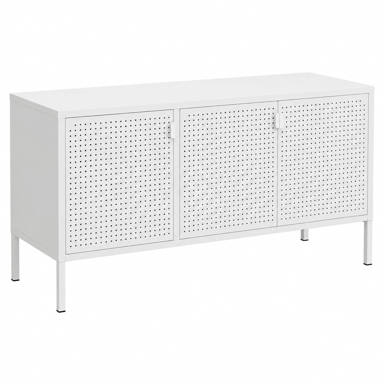 Meuble TV moderne avec rangements et portes métalliques