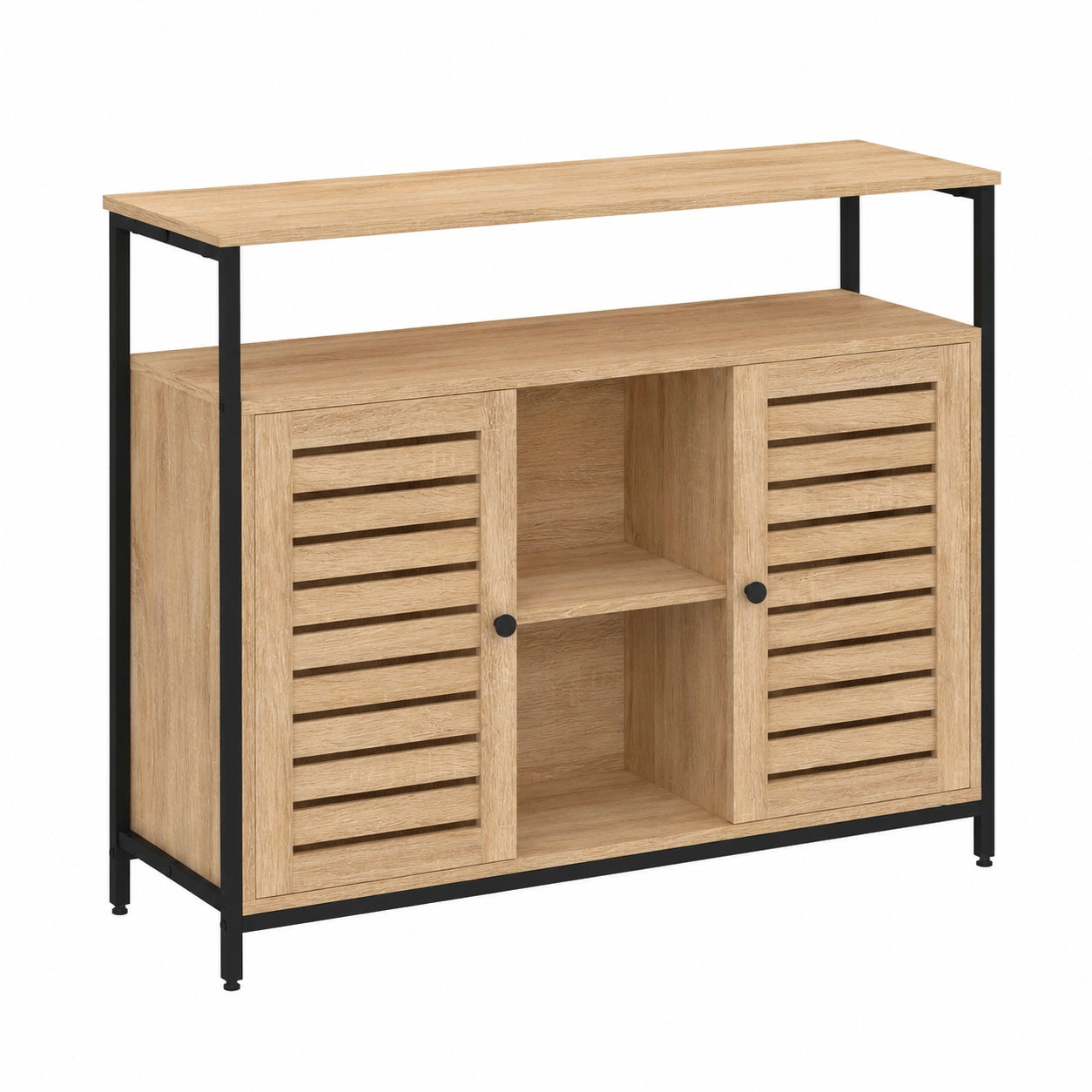 Buffet en Bois avec Portes Persiennes 100 cm Design Industriel