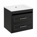 Ensemble de Meuble de Salle de Bain Suspendu 60 cm avec Lavabo Céramique et Robinet Noir