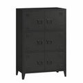 Armoire de Bureau Métallique avec Étagères et Portes - Meuble de Rangement Polyvalent Noir