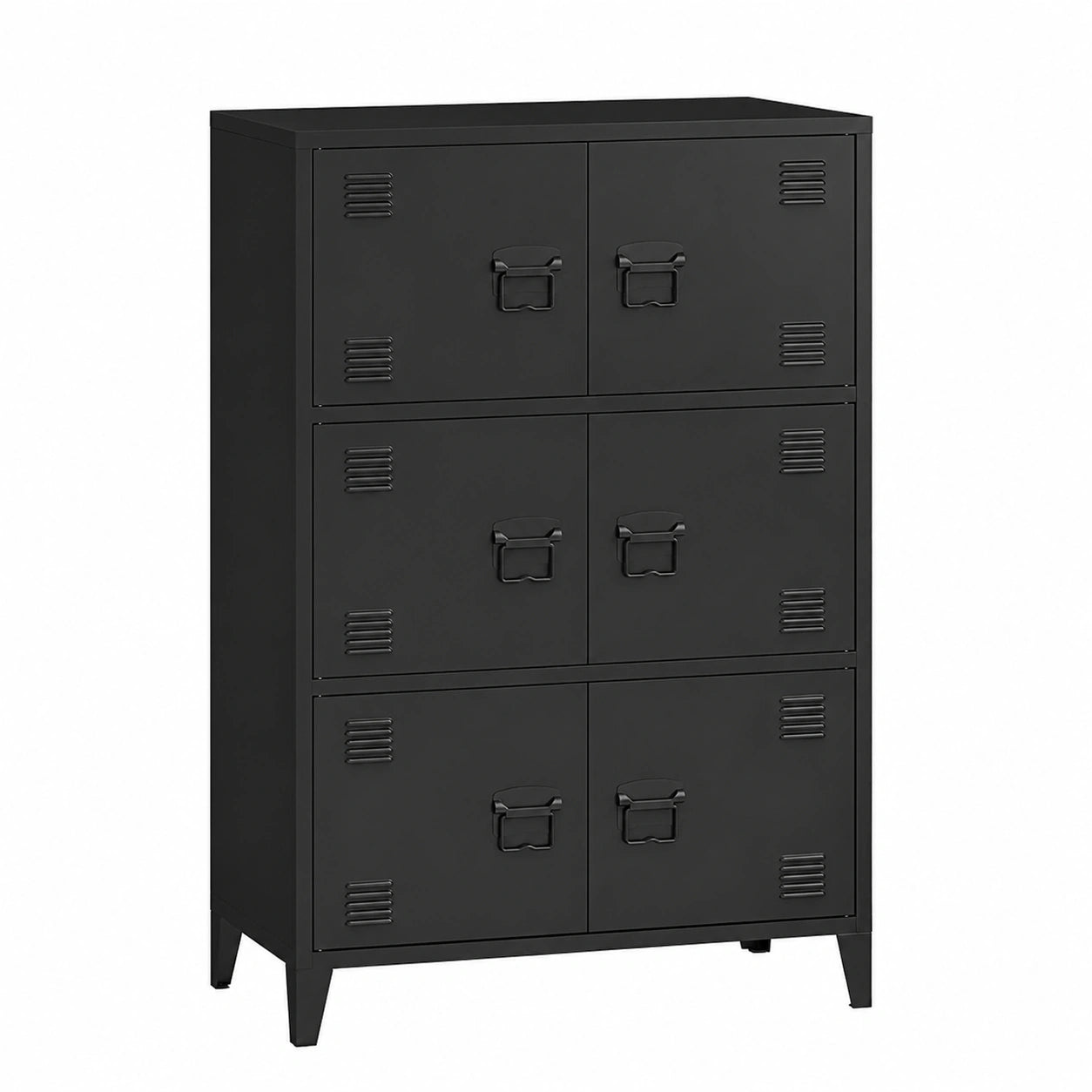 Armoire de Bureau M¨¦tallique avec ¨¦tag¨¨res et Portes - Meuble de Rangement Polyvalent Noir