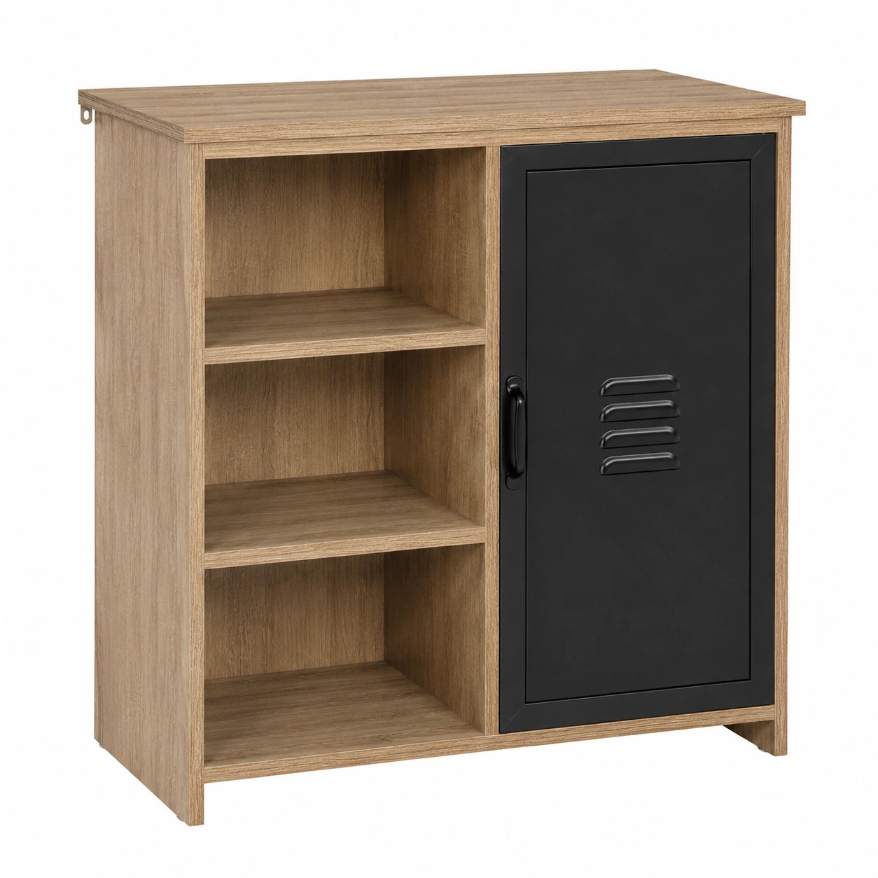 Buffet Industriel en Bois avec Rangement et Porte Métal