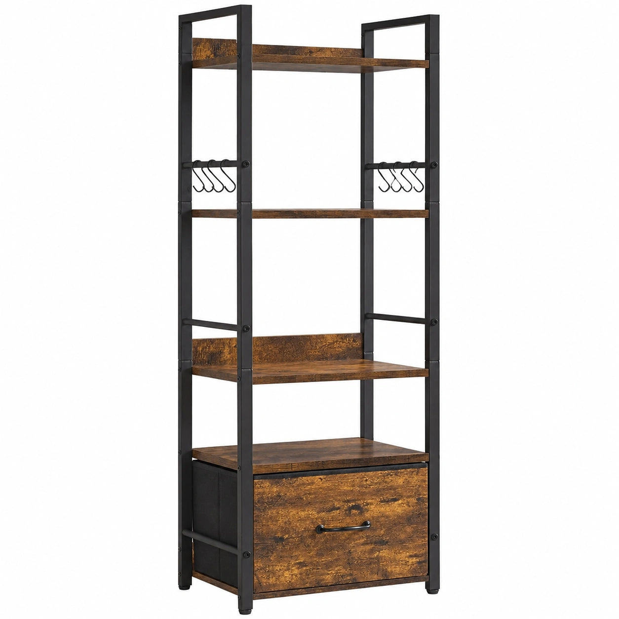 Bibliothèque à 4 niveaux avec tiroirs en tissu pour intérieur