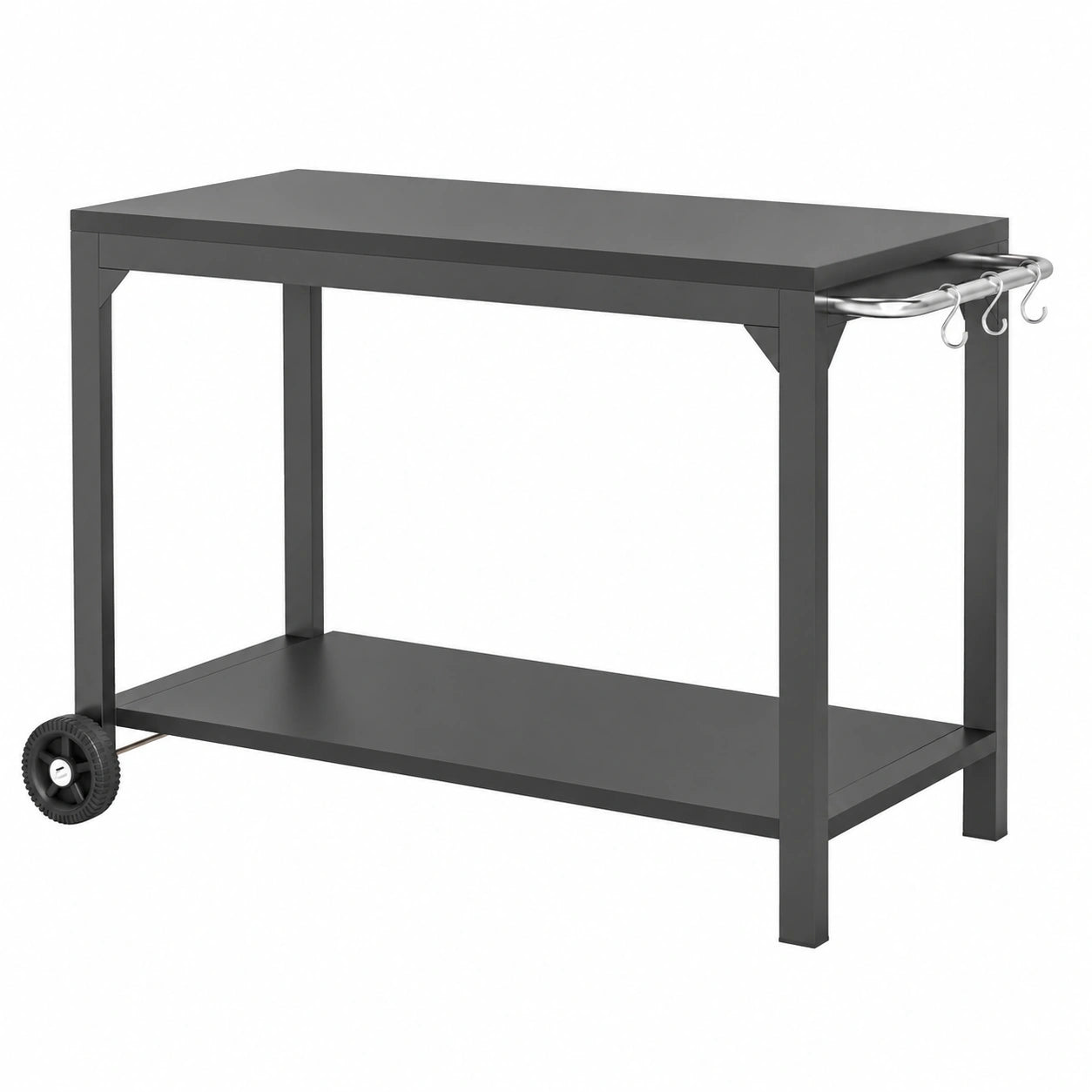 Chariot de Jardin avec Plan de Travail et Roulettes, 135 x 55 x 86,5 cm, Noir