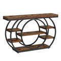 Table console rustique avec étagères de rangement à 4 niveaux