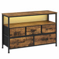Commode Chambre avec Éclairage LED Réglable et Multiprise, Style Industriel
