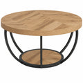 Table basse ronde industrielle avec étagères, table d'appoint circulaire en métal pour salon