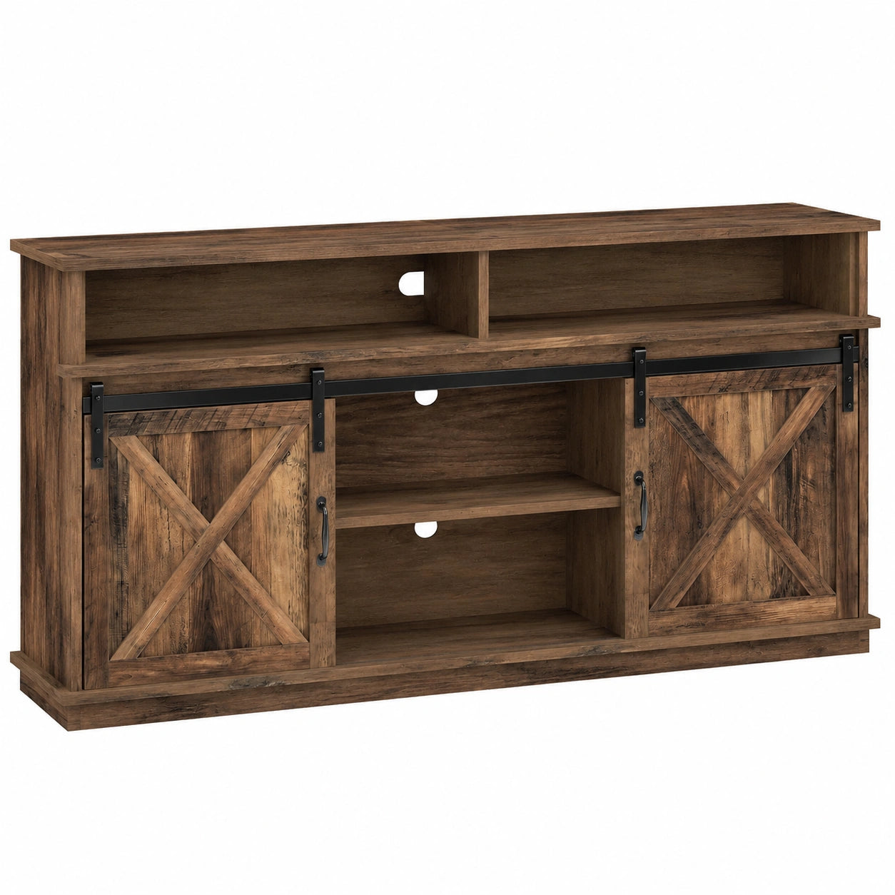 Buffet de Cuisine Industriel avec Portes Coulissantes et Étagère Ajustable