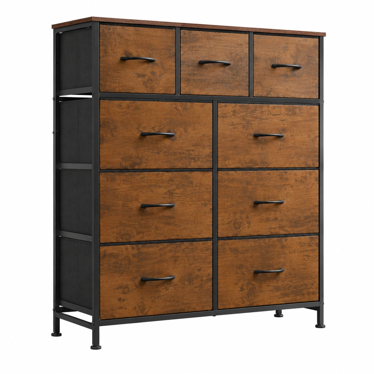 Commode Haute à 9 Tiroirs en Tissu pour Chambre et Couloir