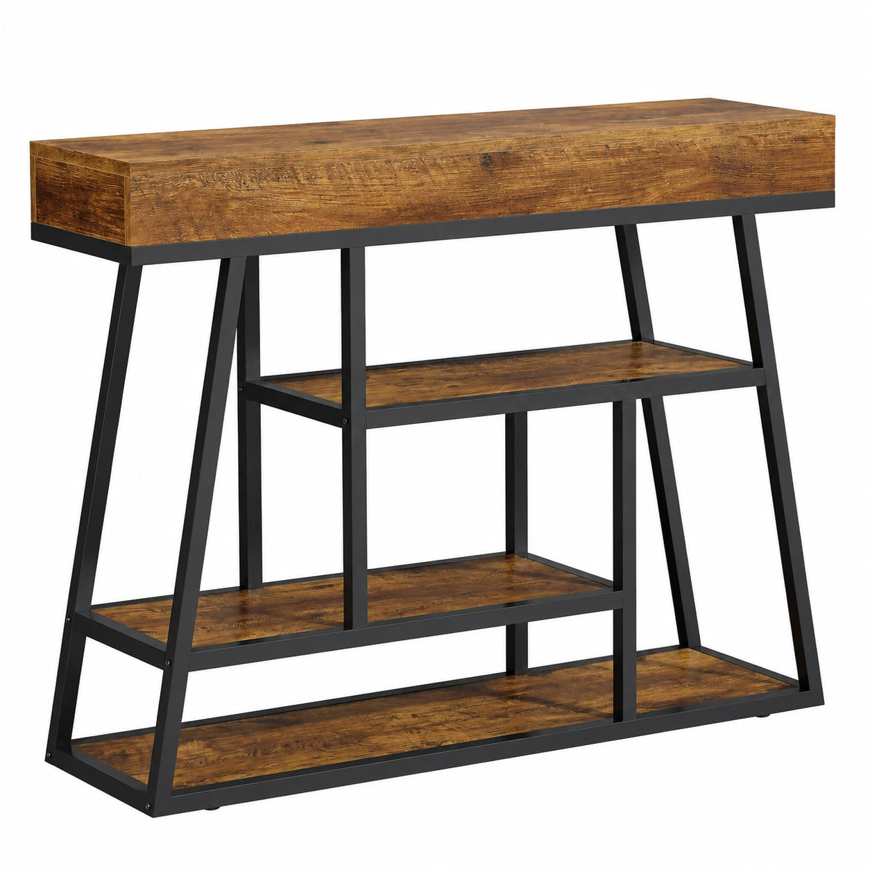 Table Console Industrielle 4 Niveaux en Bois et Métal