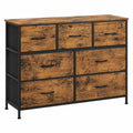 Commode de Rangement Industrielle à 7 Tiroirs, Marron et Noir